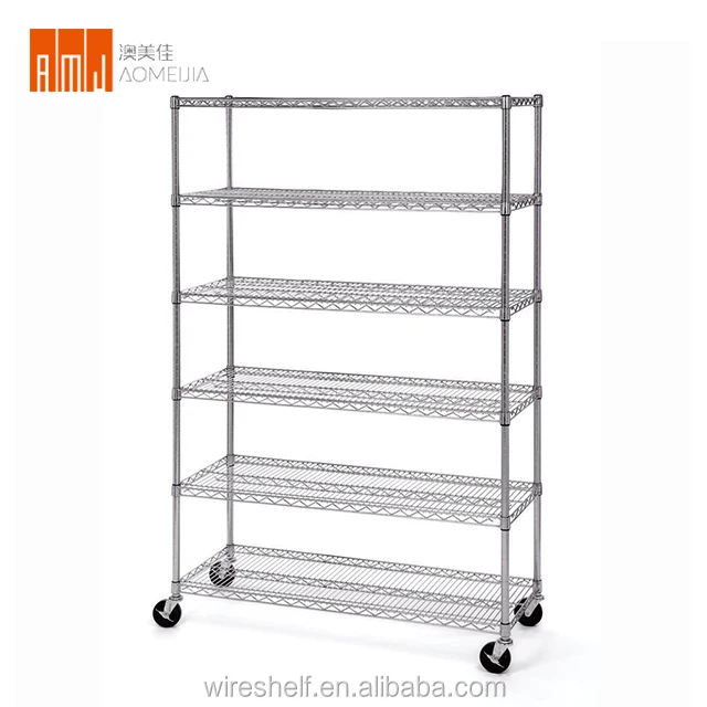 NSF Approval 6 Tier Adjustable 800lbs Chrome Wire Shelving