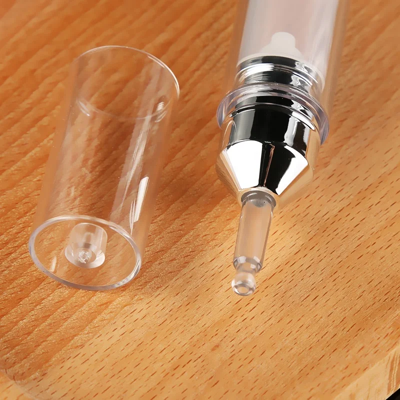 Transparent Empty 15ml Cosmetic Packaging Tube Syringe Shaped Airless Bottle Cosmetic Packaging Tube