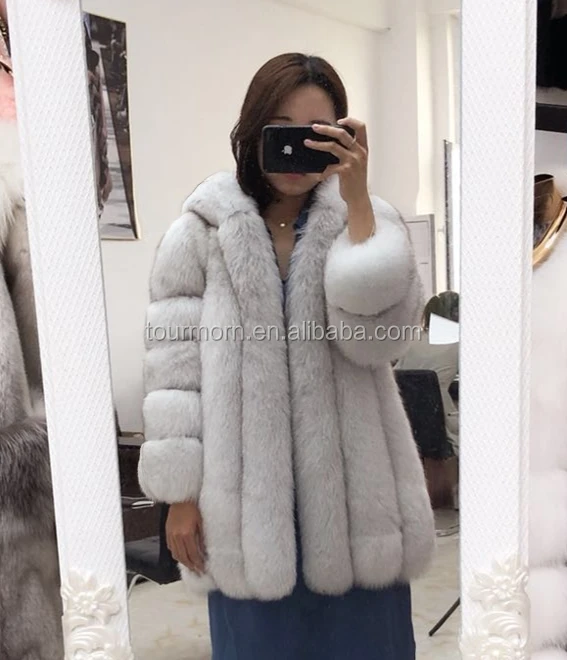 New Design winter Women colorful Mosaic fox Fur coat turkey fur coat