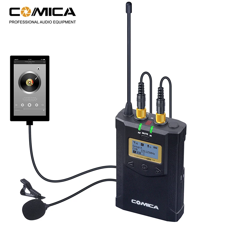 Comica UHF 48 channels wireless microphone 1 receiver and 2 transmitters for camera, camcorder