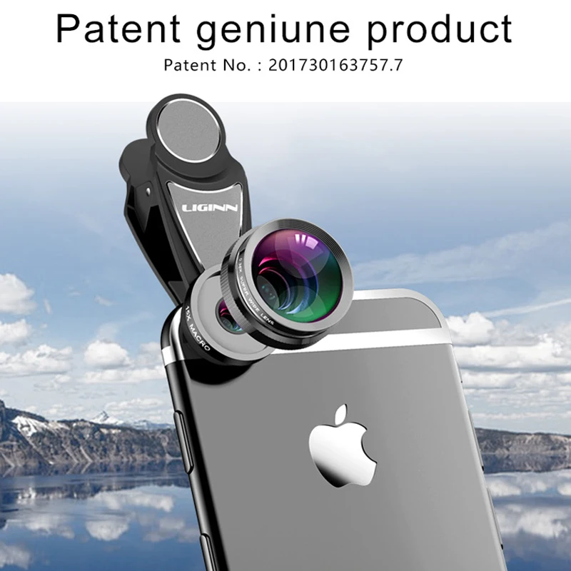 LIGINN 2018 hot selling items 2 in 1mobile phone camera Professional HD super Wide Angle Macro Lens for iphone