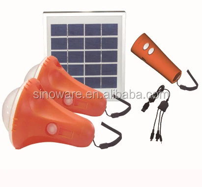 Portable Solar Lighting system with 4W solar panel and 2 lamps/Solar lighting kits