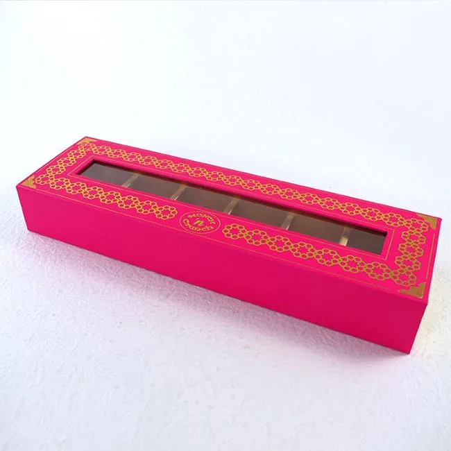 Empty truffle box with clear window and magnetic closure