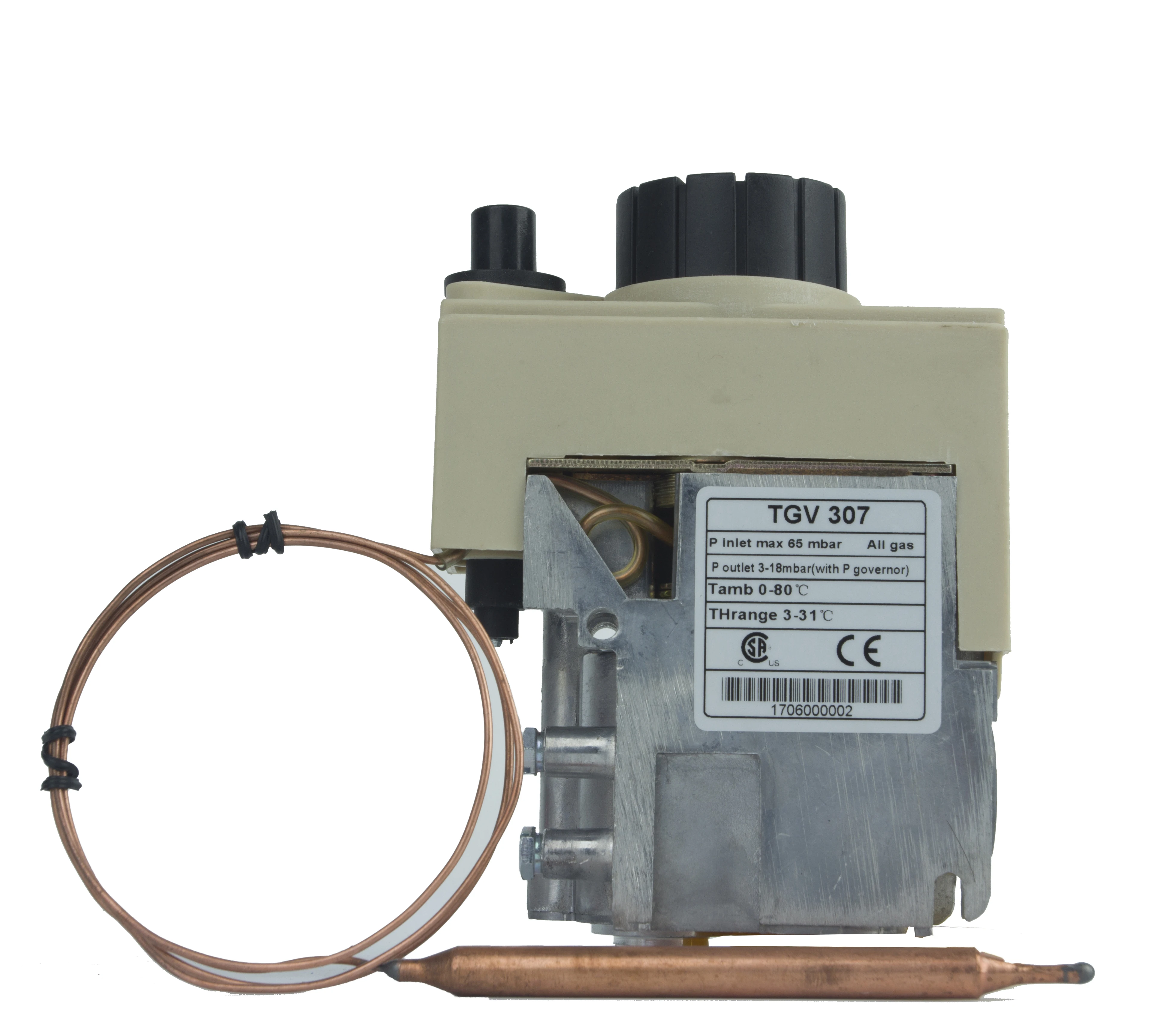 Non-electric multifunctional  thermostatic gas valve for gas appliance