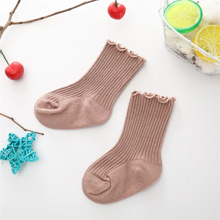 
Latest Baby Ruffle Socks Kids Children Solid Cotton Tube Socks for Girl 