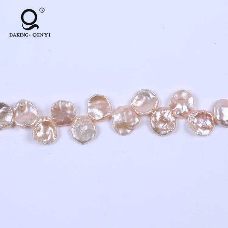 16-17mm Natural Pink Irregular Baroque Keshi Freshwater Pearl Strands