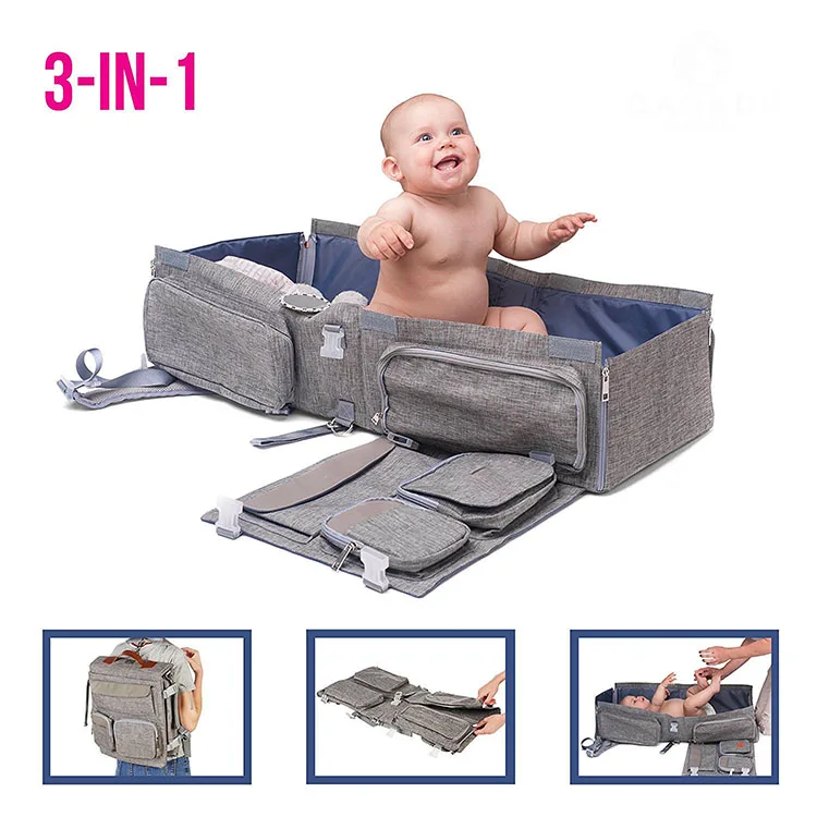 wholesale Baby 3 in 1 Portable Bassinet waterproof Diaper Bag travel mummy diaper bag