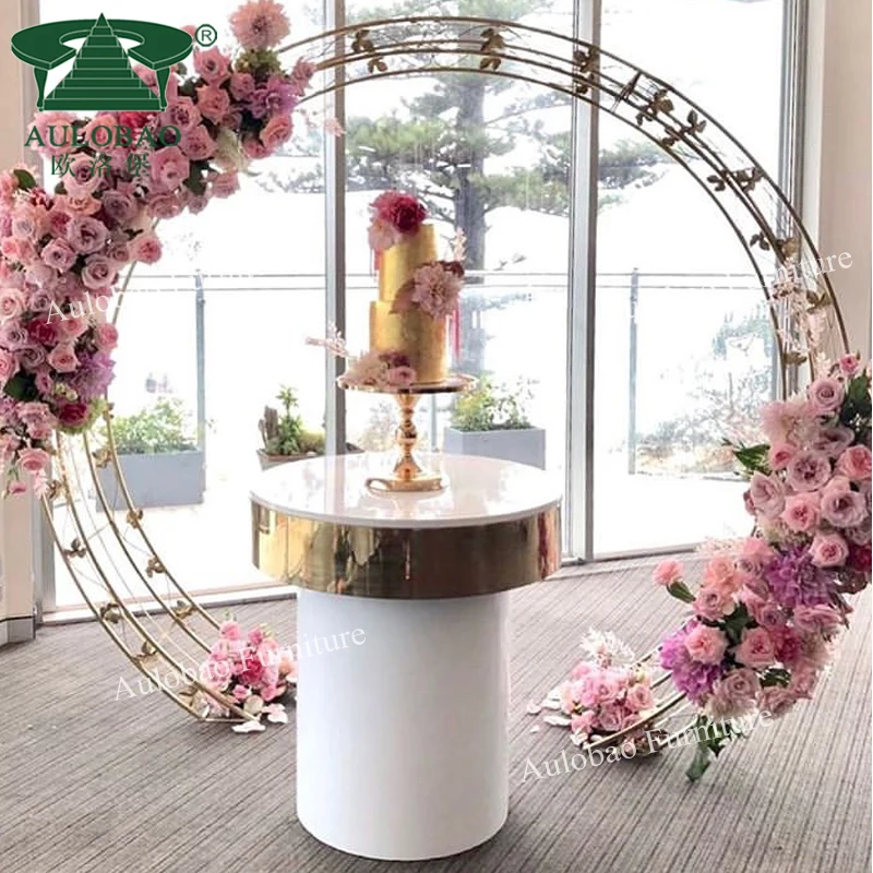Свадебное украшение, Золотой металлический круглый элегантный свадебный стол для торта