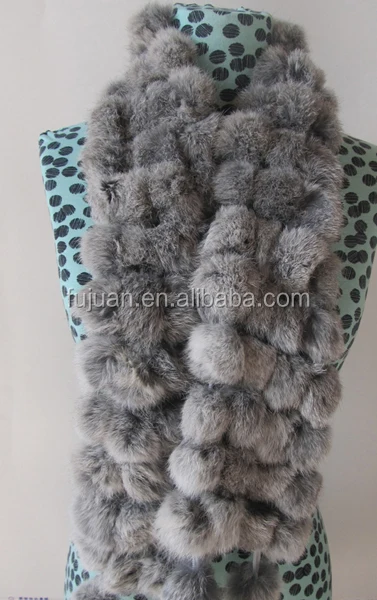 
Fashion nice rabbit fur scarf 4 lines balls fur collar scarf for women scarf 