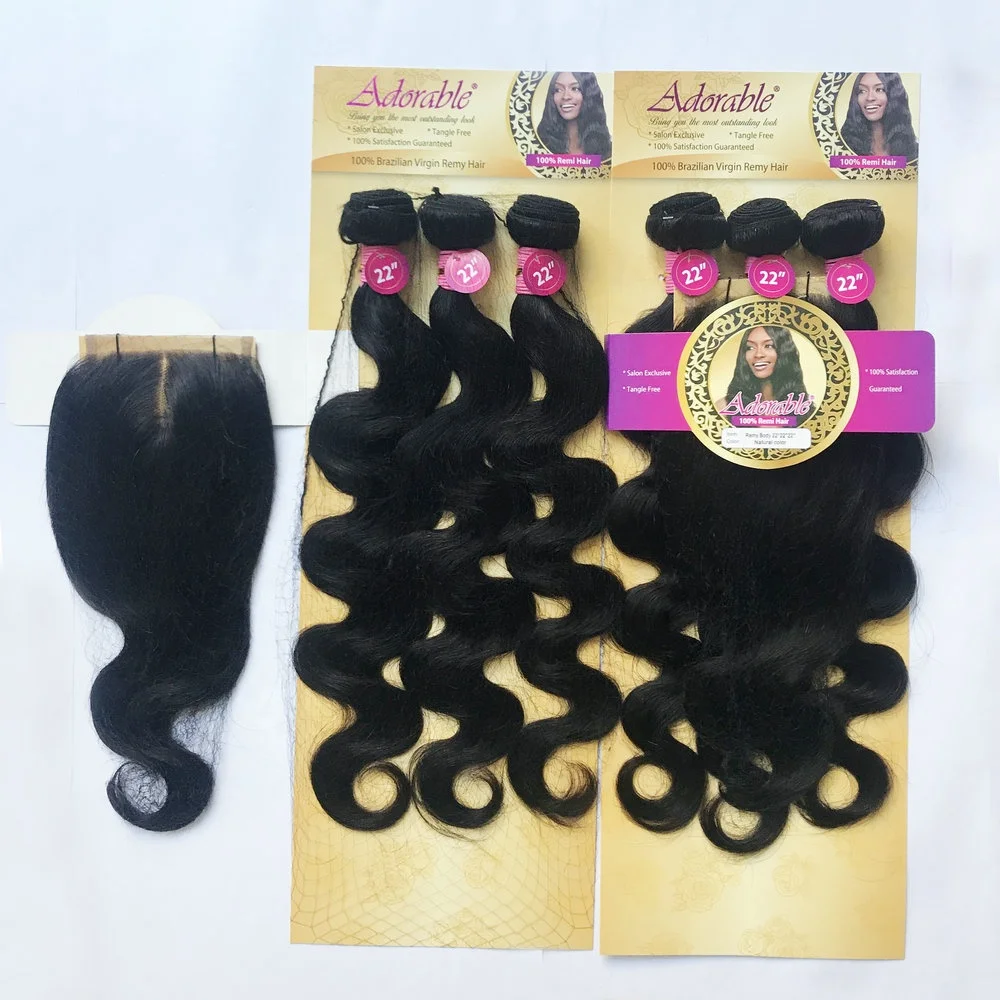 Очаровательные волнистые человеческие волосы remy плетение 4 шт./лот с бесплатной застежкой 100% remi для наращивания 4*4 передняя кружевная застежка