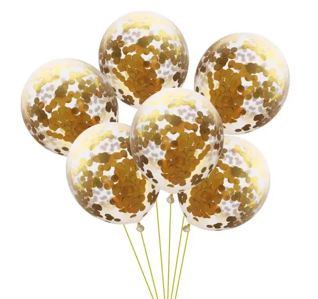 Events Party Decorative Natural Latex Material 12 inch Golden Confetti Exploding Balloon