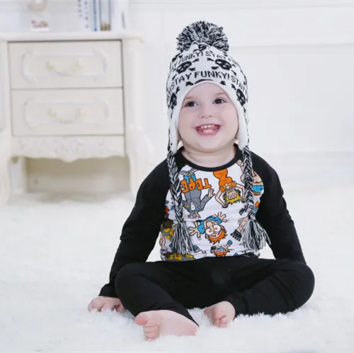 Прохладный шаблон черепа детские трикотажные шапки пом о лучших на осень мода унисекс вязание шляпы с