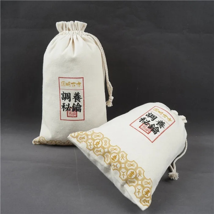 
Low MOQ Add Logo Printed drawstring bag, Natural Cloth Custom Drawstring Bag 