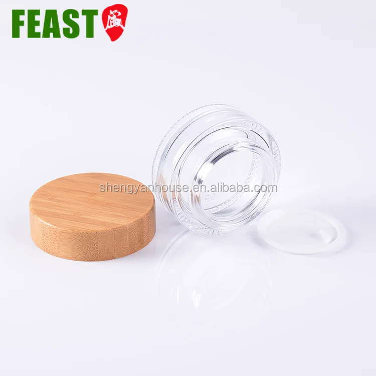Biodegradable Eco Bamboo Glass Cream Jars With Wooden