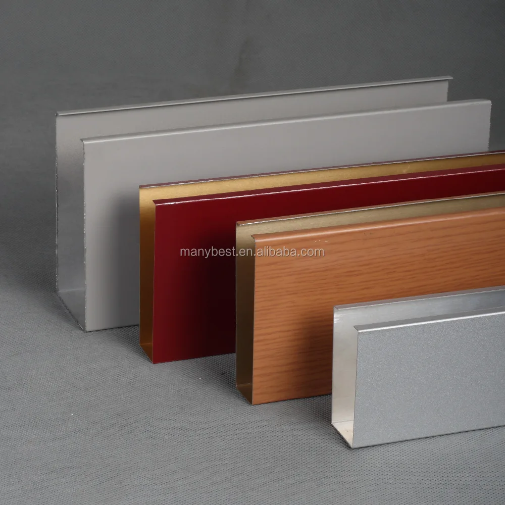 Wood Grain Aluminum Baffles Ceiling For America Shopping Mall Ceiling Designs