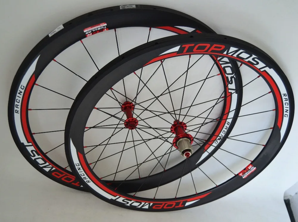 700C TOPMOST 50mm carbon road racing wheelset 23mm width tubular road wheelset 20/24holes UD matte