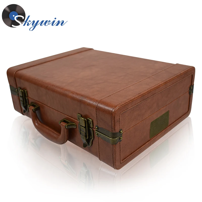 Retro Suitcase Belt Vintage USB Turntable Player Built-in Stereo Speakers