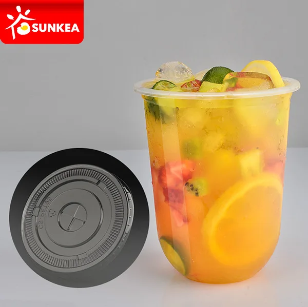 
500 ml U shape PP plastic milk tea cup 