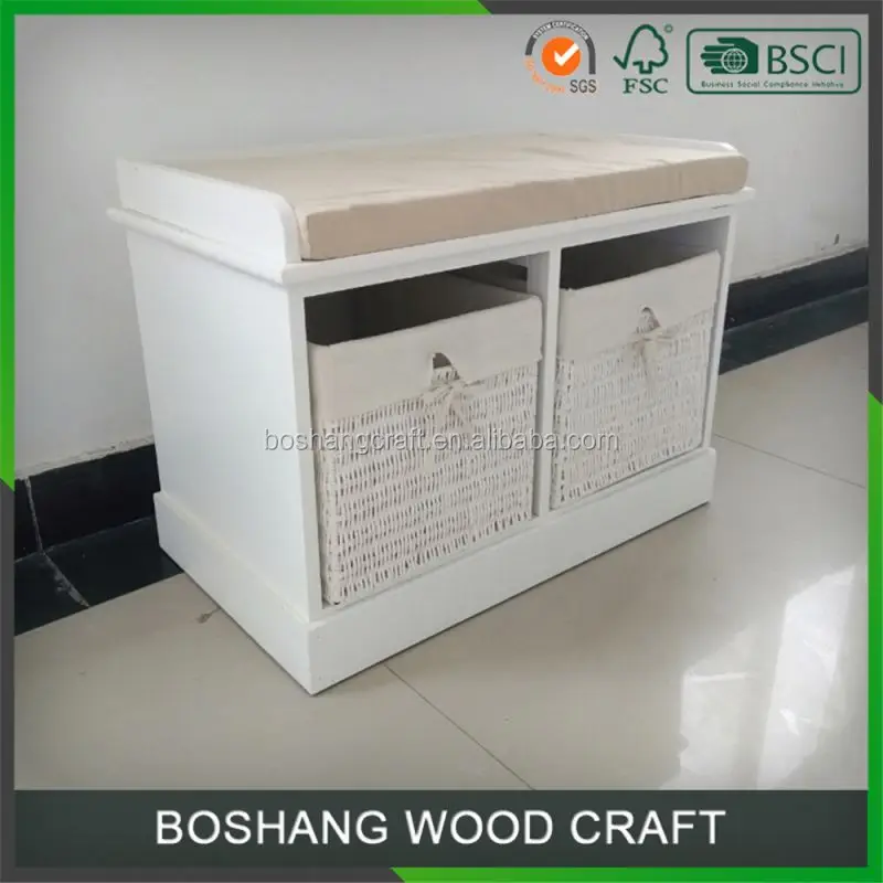 Large Capacity Space Indoor Small Storage Bench With Leather Cushion