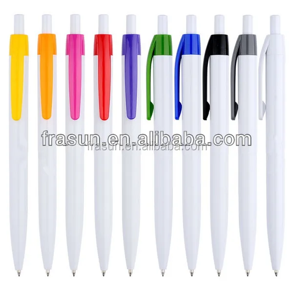 Blank white promotional plastic ballpoint pen for logo print