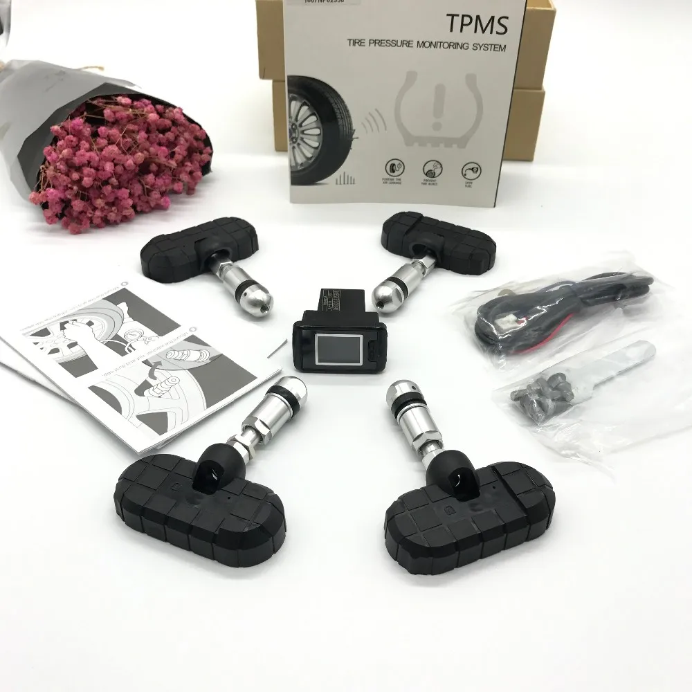 Car Tpms with LED Display 4 tires internal external sensors, tire pressure tire gauge