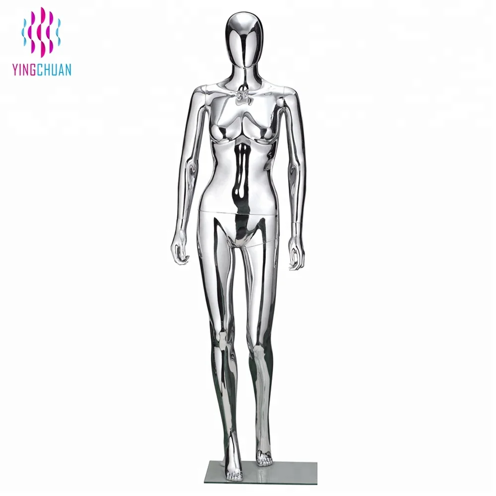 Colorful silver gold full body female electroplate chrome mannequin