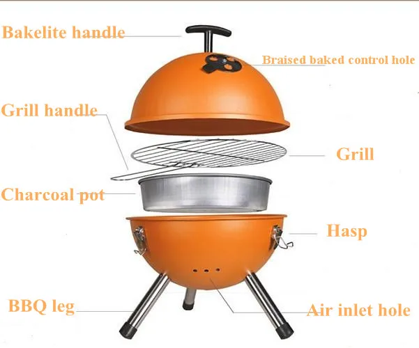 10-inch BBQ Grills/Apple Kettle BBQ Portable, Available in Various Colors