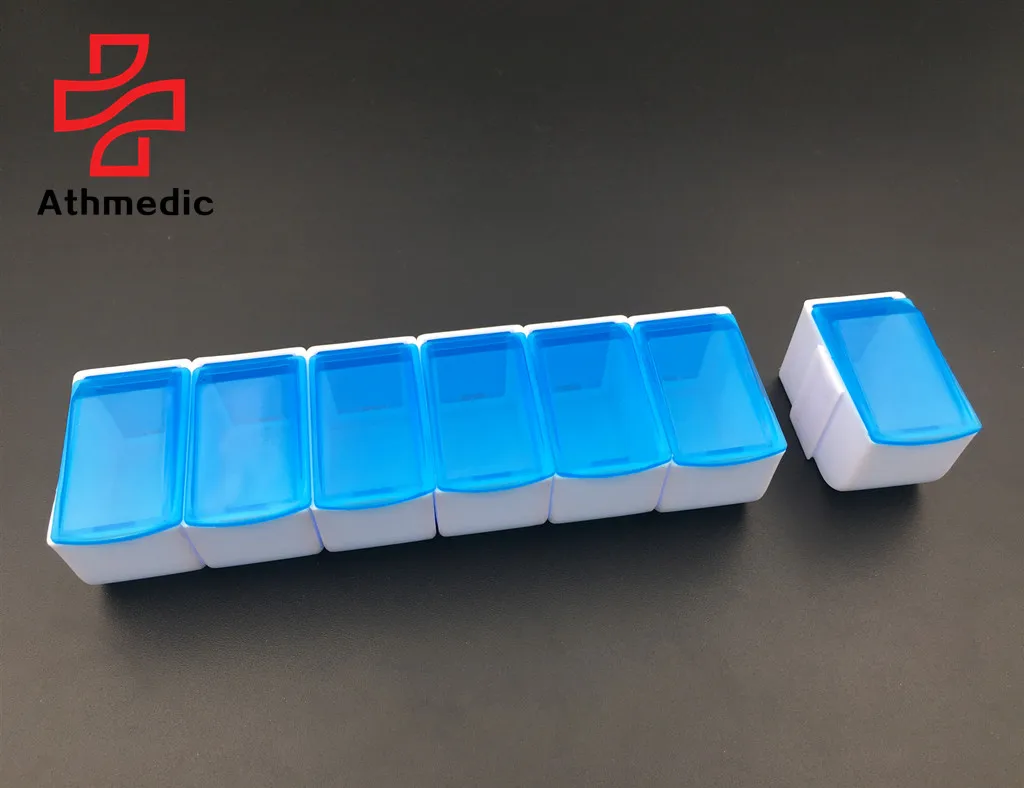 2022 Athmedic food grade daily single row detachable 7 day pill box case