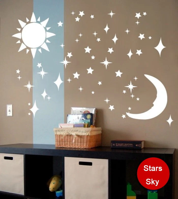 Moon star sun pattern acrylic home wall art decor 3d mirror sticker