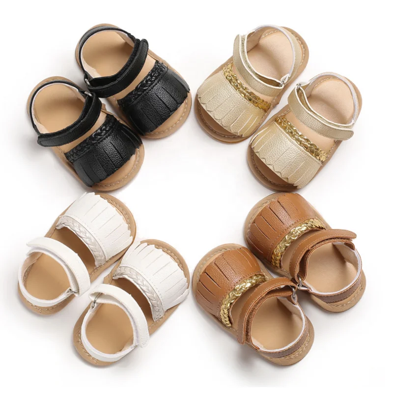
Baby Girl Sandals Princess Shoes Solid Color Tassel Breathable Soft Sole Anti-slipping PU Leather Fashion Sandals Beach Sandals 
