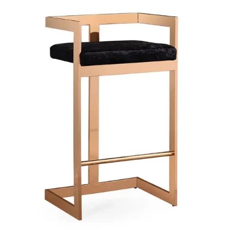 Black Velvet Counter Stool rose gold stainless steel frame bar stool with armrest