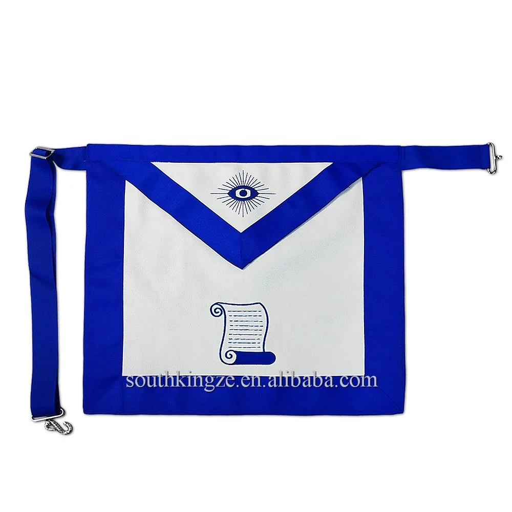 
Custom Embroidered Masonic Regalia Blue Lodge Officers Leather Apron 15 Set Master Deacon Senior Warden 
