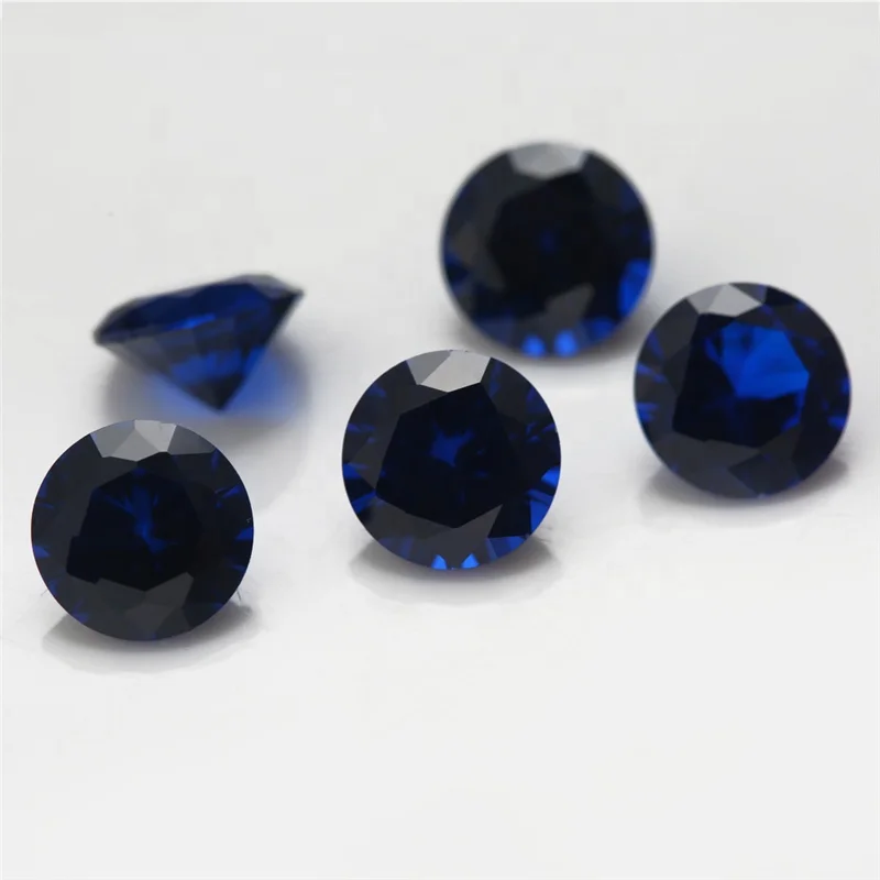 Synthetic Gemstone for Silver Jewelry Making Round Diamond Cut 114 Blue spinel jewel