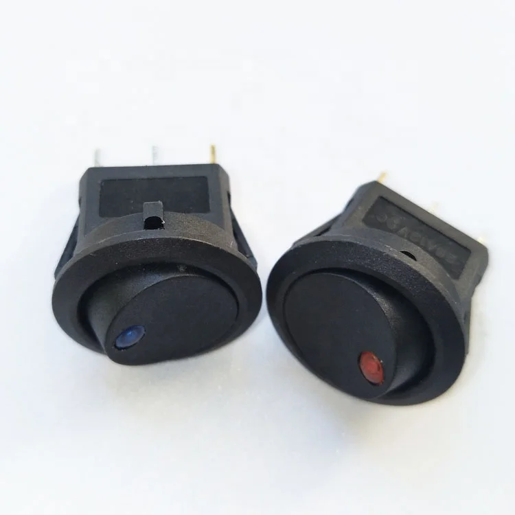 12(4)A~125/250VAC electric instruments round rocker switches with lamp