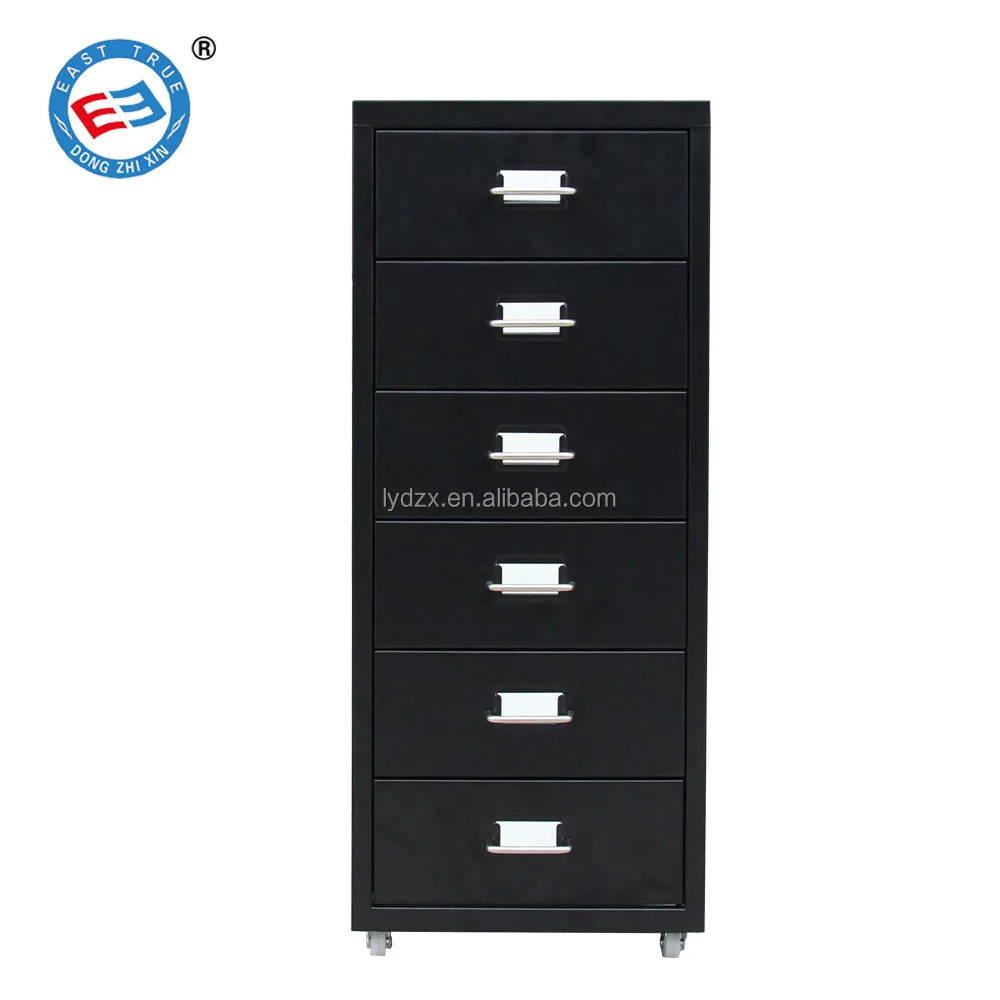 Living room helmer steel black storage 6 drawer cabinet under desk
