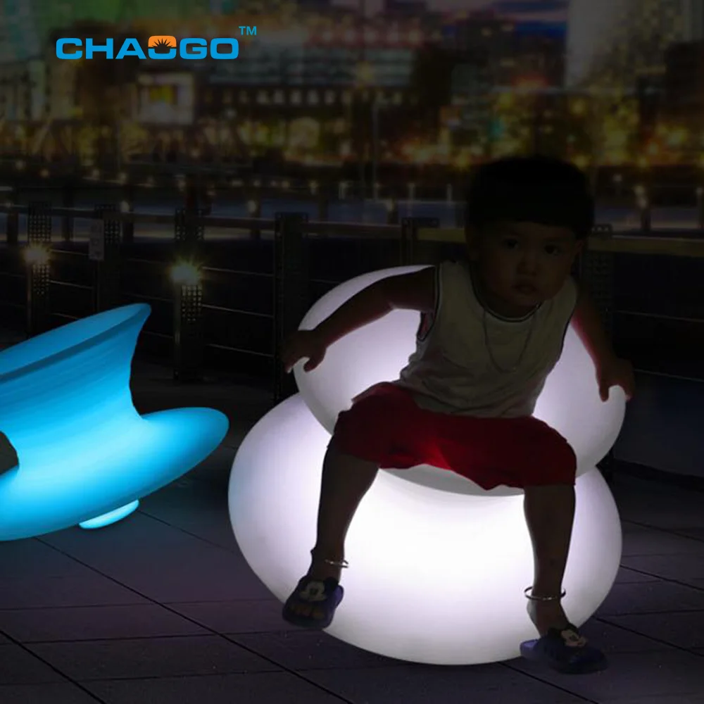 Remote 16 colors changing  plastic outdoor garden party Led gyroscope chair illuminated modern design adult spinning top chair