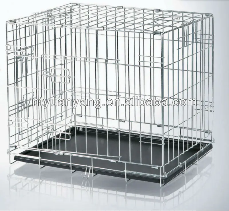 foldable safety strong metal steel bar dog cages with plastic tray