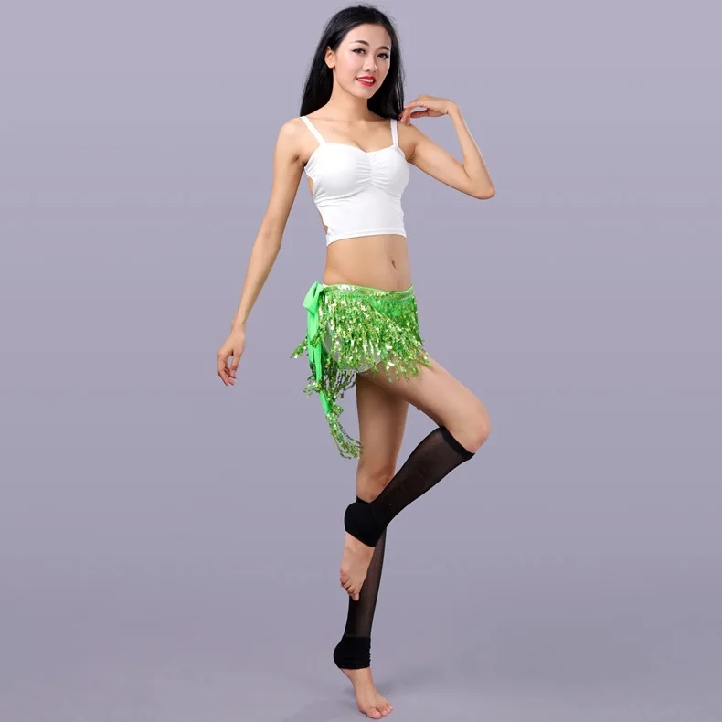 Набедренный платок для танца живота с блестками и кисточкой BellyQueen