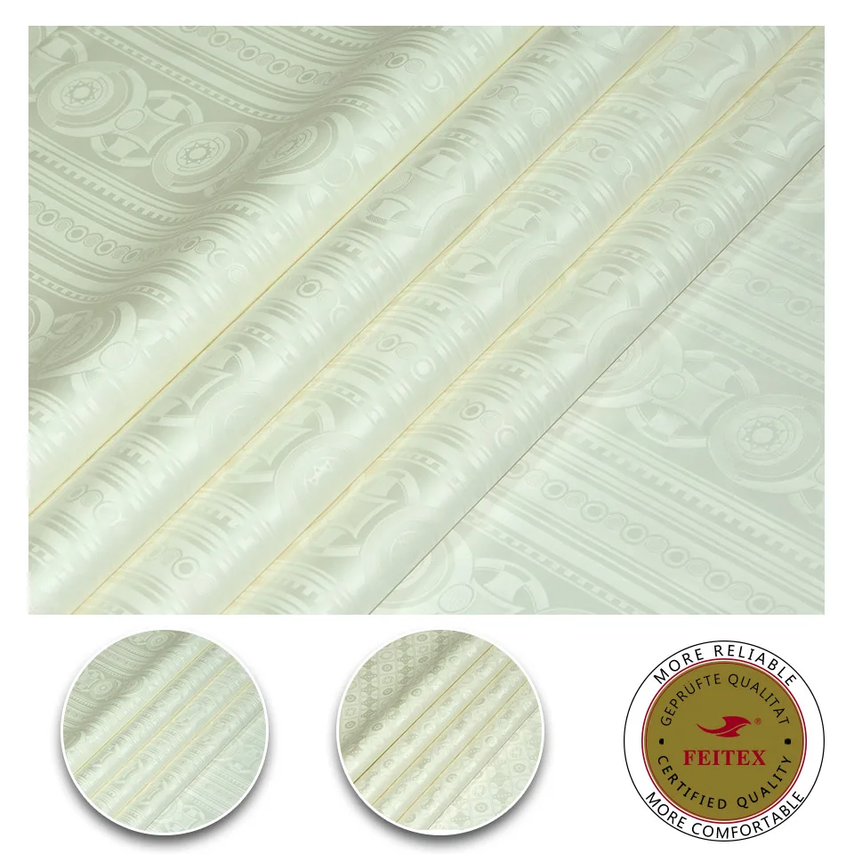 FEITEX кремово-белые хлопковые африканские платья, парчовая одежда из Гвинеи, богатая ткань Bazin, африканская одежда, ткань Shadda