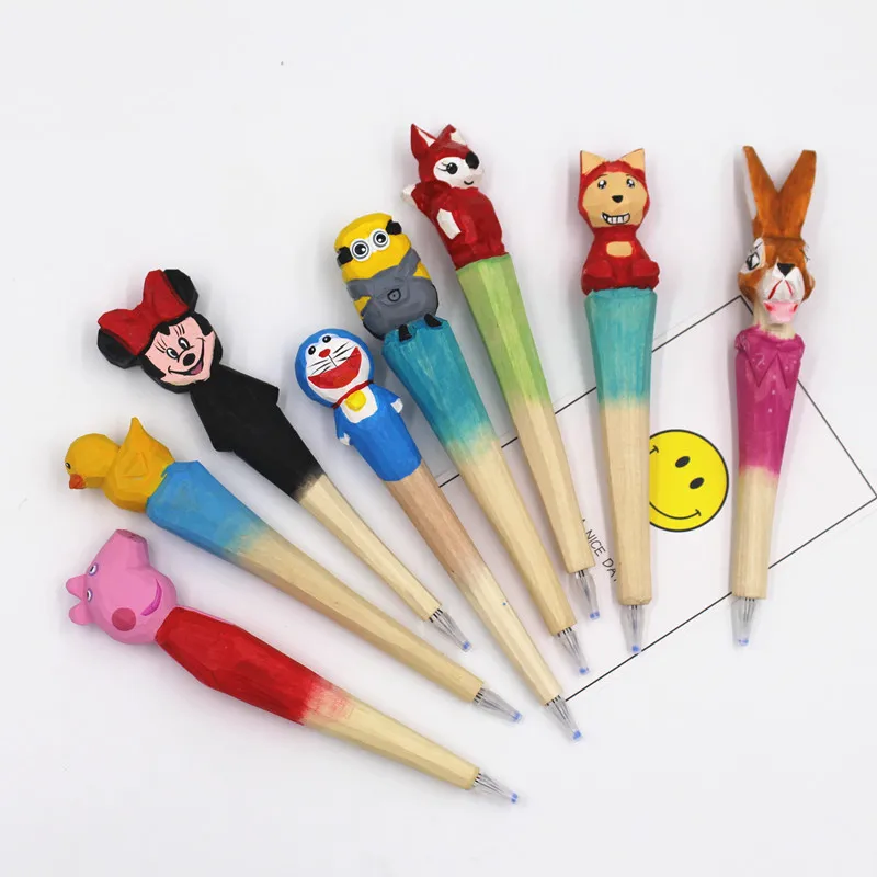 Promotional 0.5/0.38mm Animal Gel Pen Kits DIY Handmade Wooden Engrave Pen Refill Accessories for Wood Craft Pens