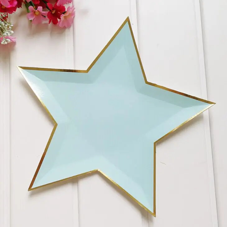 Twinkle Little Star Paper Plates Pink Rainbow Tableware Set Boy Girl Baby Shower Birthday Party Decoration Paper Star Plate