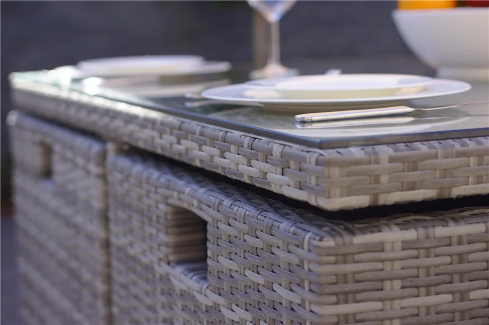 9 шт., набор плетеных кубических обеденных столов для сада