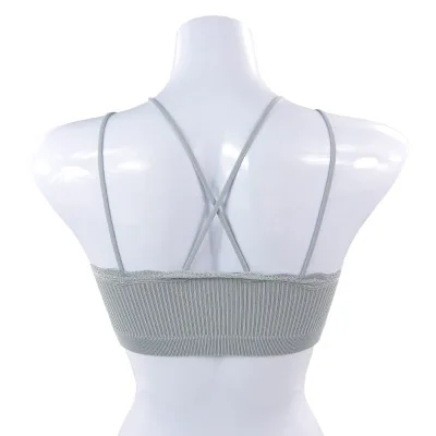 Оптовая продажа, женский спортивный бесшовный кружевной бюстгальтер с чашками пуш-ап