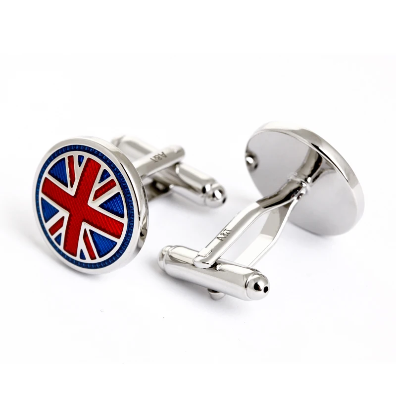 Round Union Jack UK Flag Enamel Cuff links Men Shirt Cufflinks
