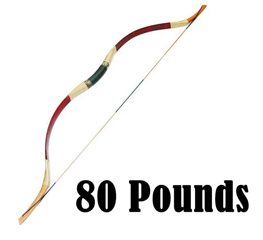 80Lbs,138CM long bow, Wooden Hunting Archery Bow with