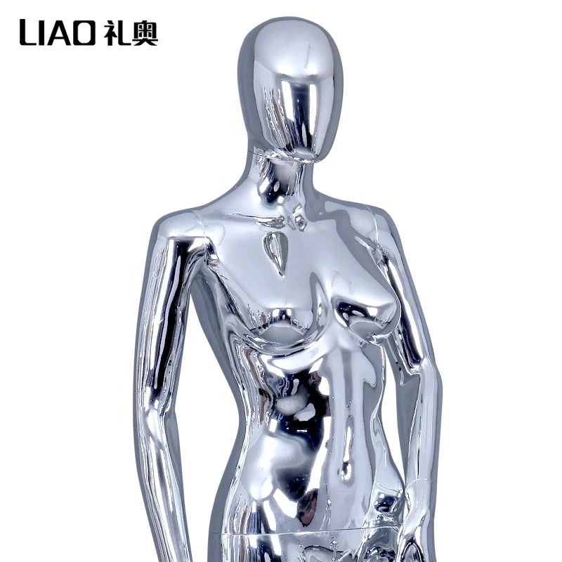 
Silver Chrome male and female wedding dress mannequin With base 