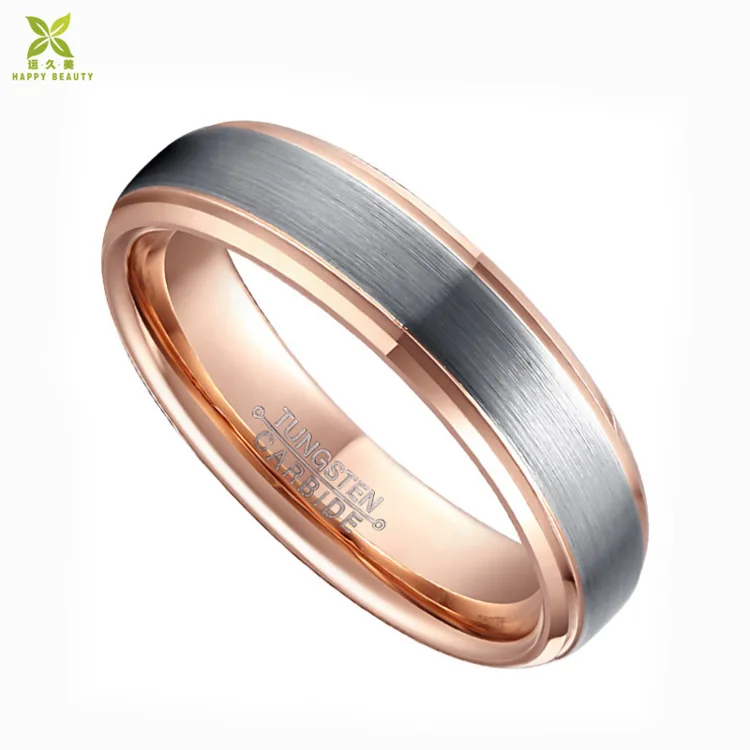 Высококачественное кольцо из вольфрама с покрытием из розового золота, мужские украшения, кольцо из карбида вольфрама