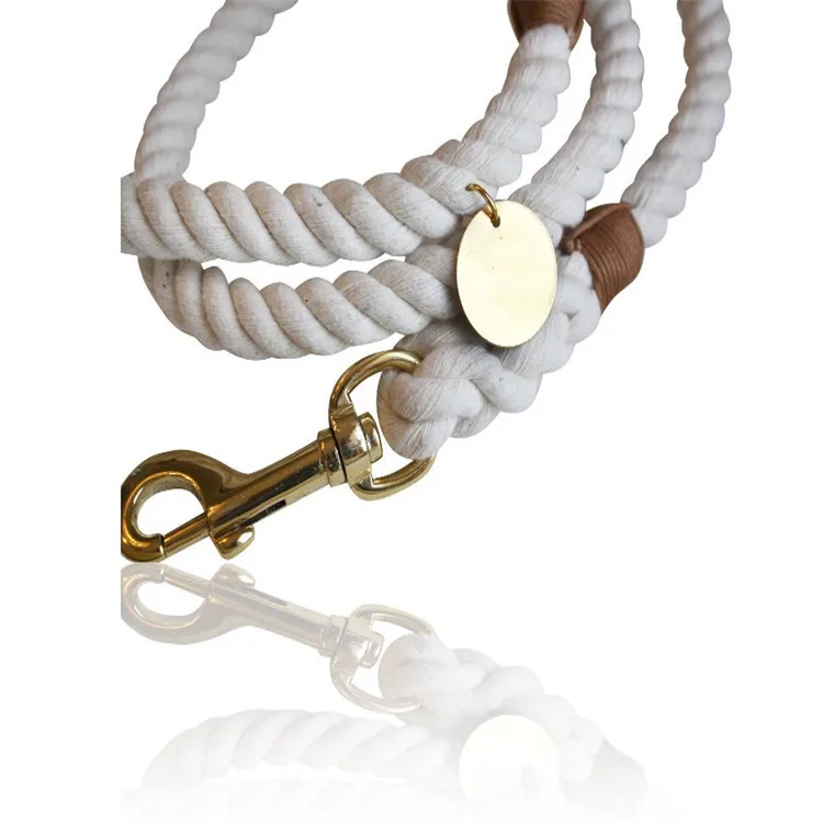 Custom Color high quality new design 100% cotton dog leash With Metal Logo Tag innovative Slip Rope Lead Leash