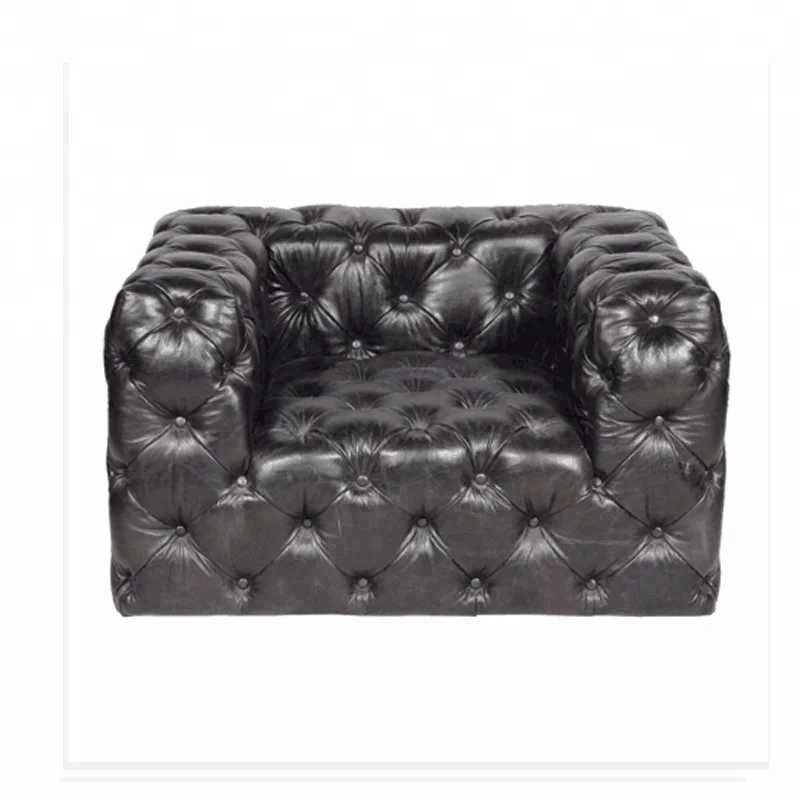 bespoke chesterfield black leather sofa set genuine leather tufted buttons classic chesterfield-sofa handcrafted traditional UK