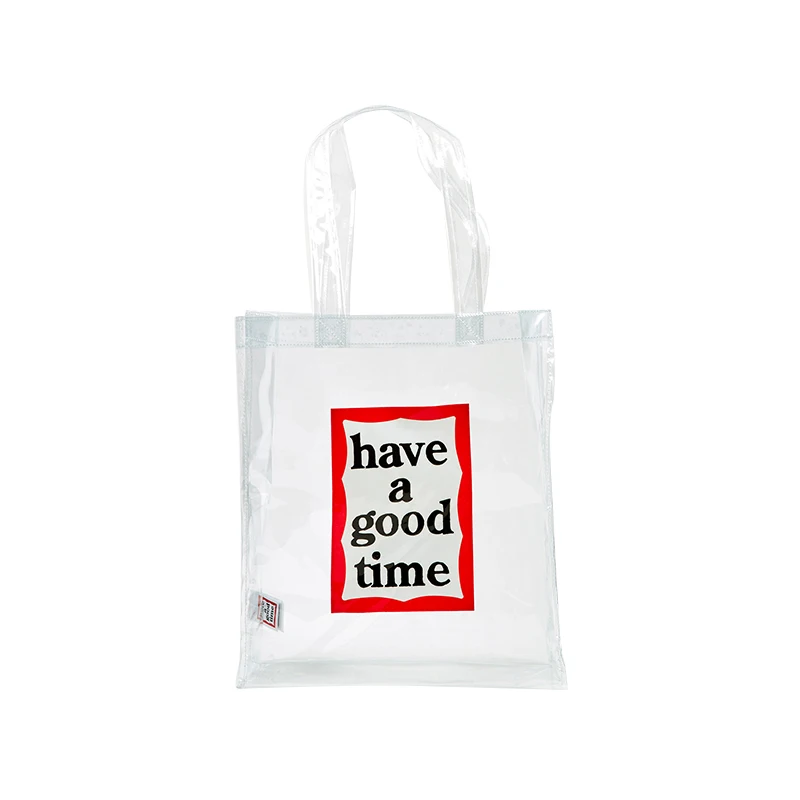 Designer clear transparent large tote PVC shopping bag